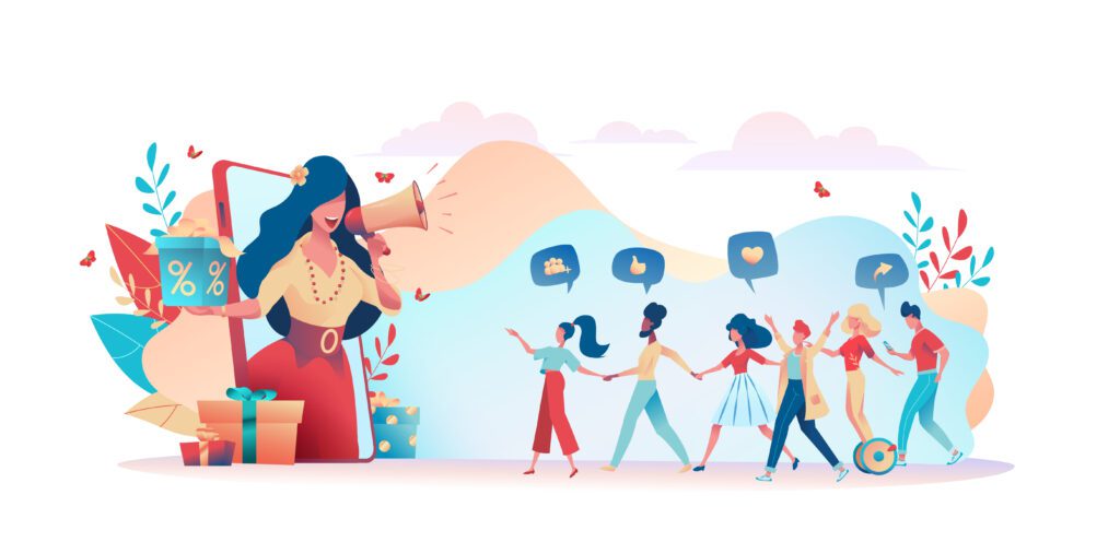 Girl From Phone Speaks Loudspeaker Holds Gifts Box | Navazon Digital
