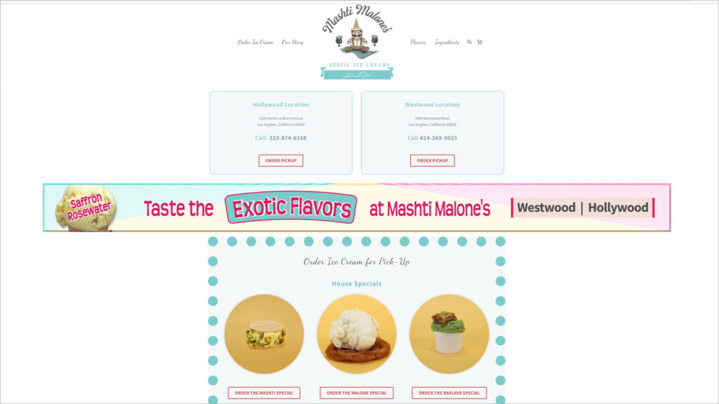 Navazon Digital | eCommerce Portfolio Client Case Study Mashti Malone’s Ice Cream