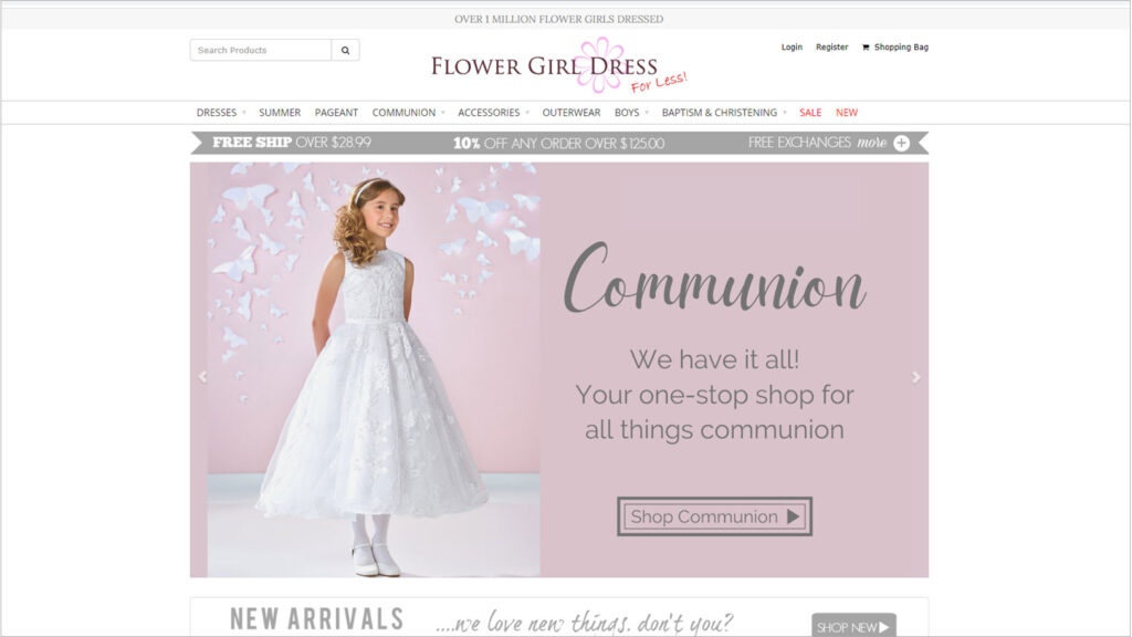 Navazon Digital | eCommerce Portfolio Client Case Study Flower Girl Dress for Less