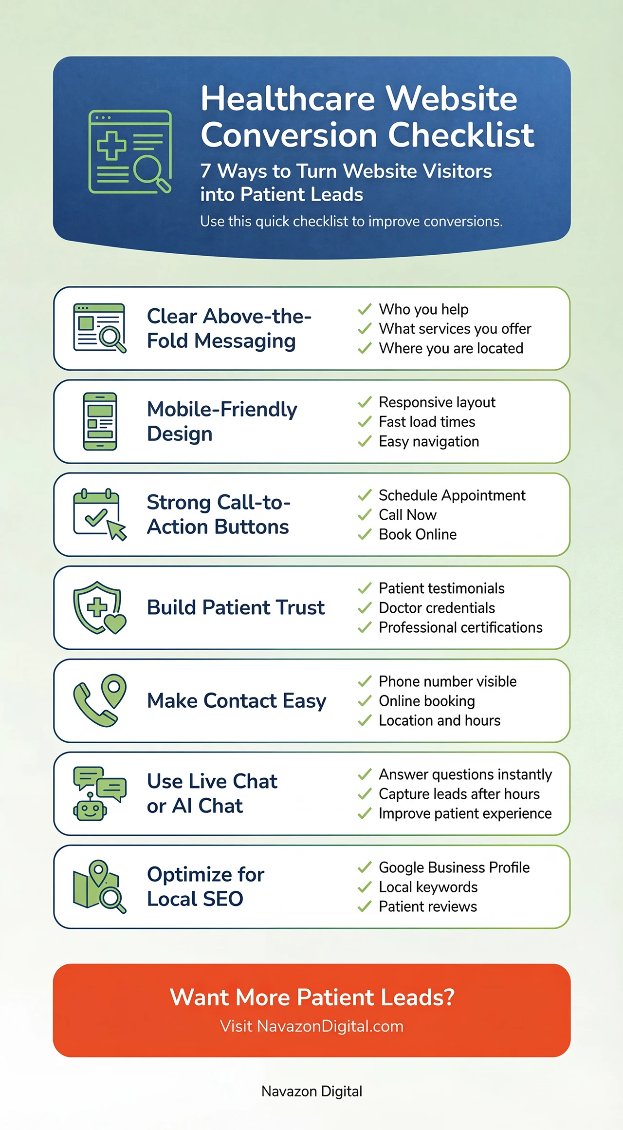 infographic-healthcare-website-conversion-checklist | Navazon Digital infographic-healthcare-website-conversion-checklist | Navazon Digital